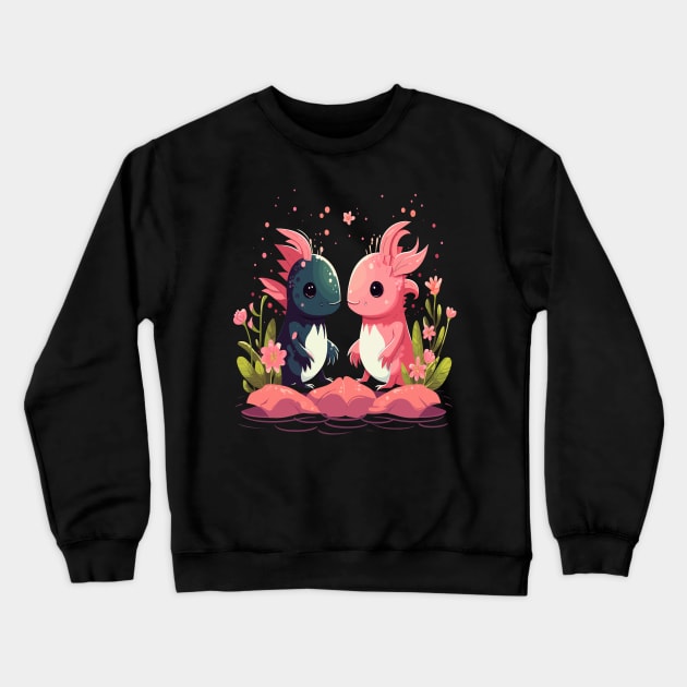 Axolotl Couple Valentine Crewneck Sweatshirt by JH Mart